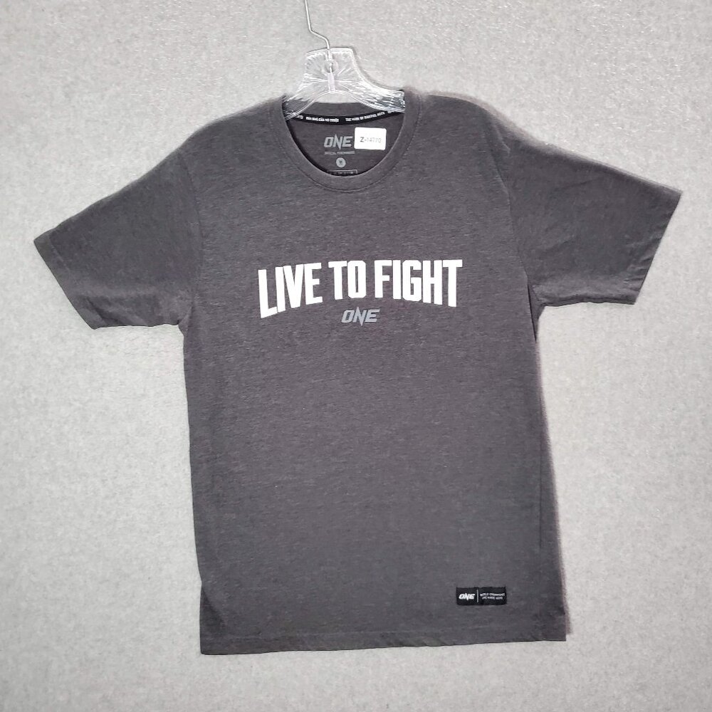 One‎ FC Men Shirt Medium Gray MMA Kicking Boxing Fight To Live Tee